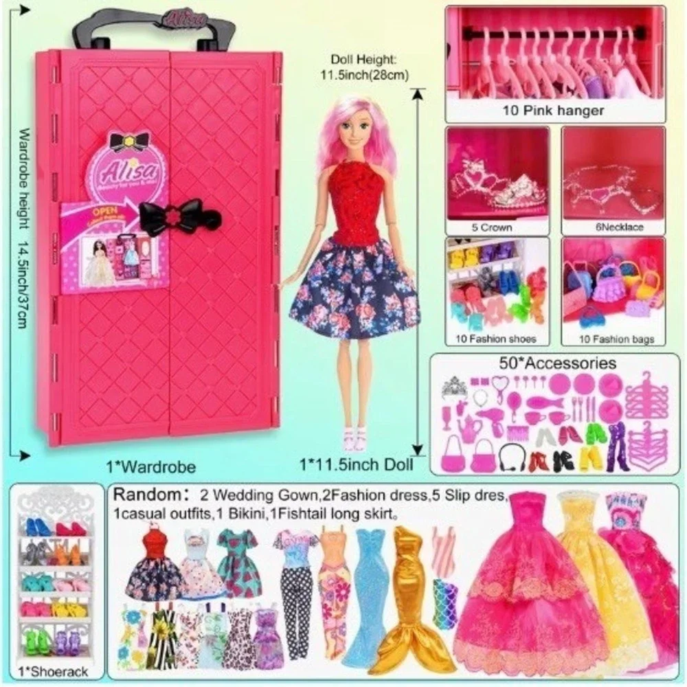 105 Piece Set Fashion Doll‎ Clothing Barbie Outfits Wardrobe Closet Accessories